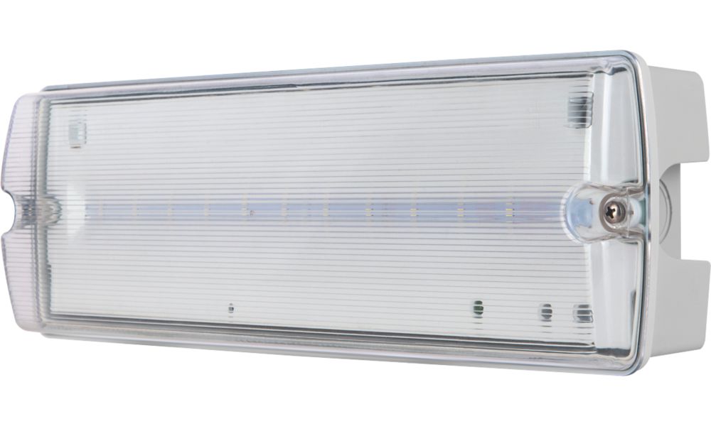 Image of Luceco Tempus Outdoor Maintained Emergency Rectangular LED Bulkhead White 3W 140lm 