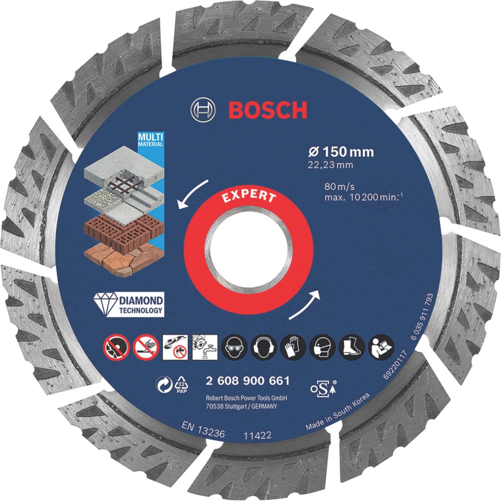 Image of Bosch Expert Masonry Diamond Cutting Disc 150mm x 22.23mm 