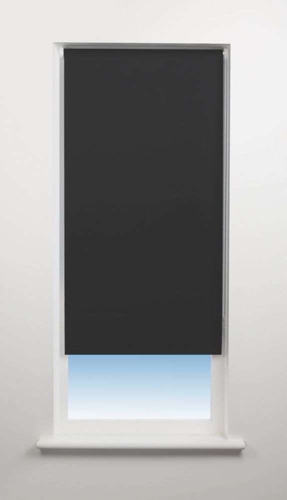 Image of Universal Polyester Roller Non-Blackout Blind Jet Black 900mm x 1700mm Drop 