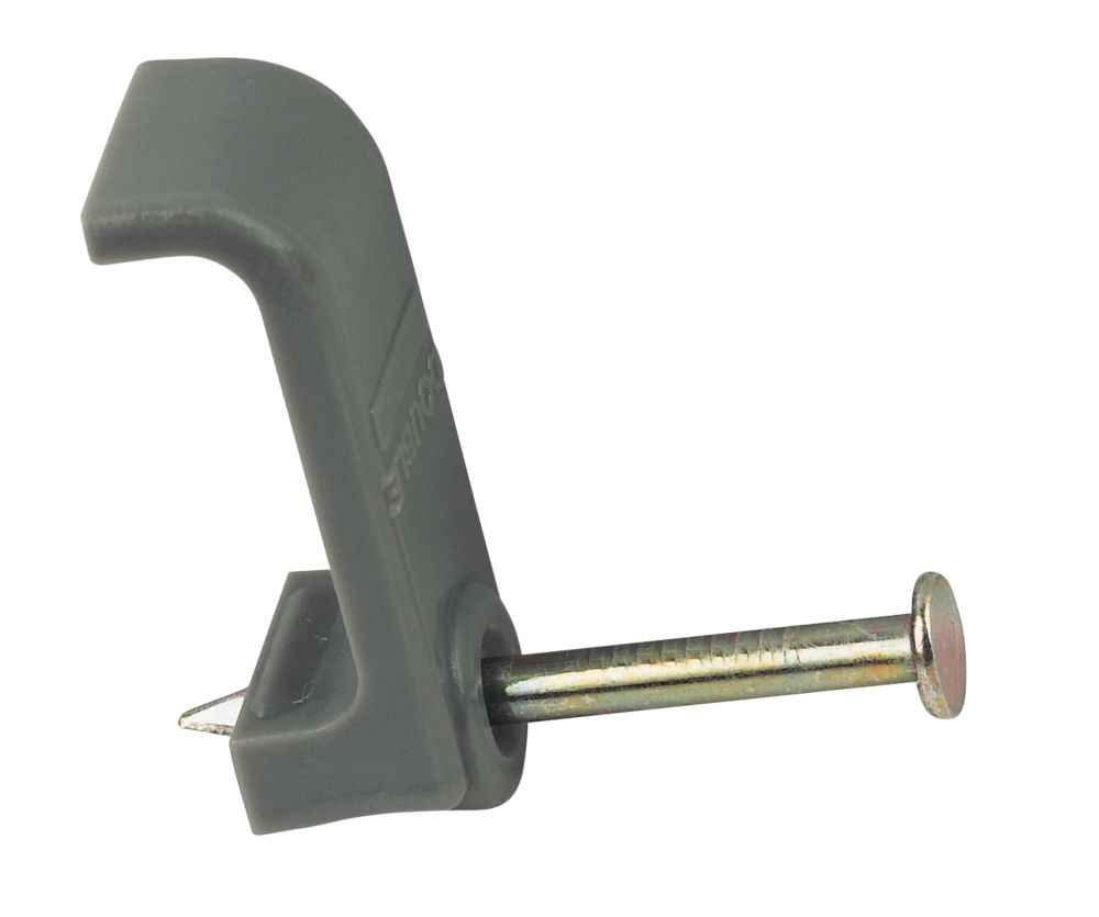 Image of Tower Grey Flat Double Cable Clips 1-1.5mm 100 Pack 