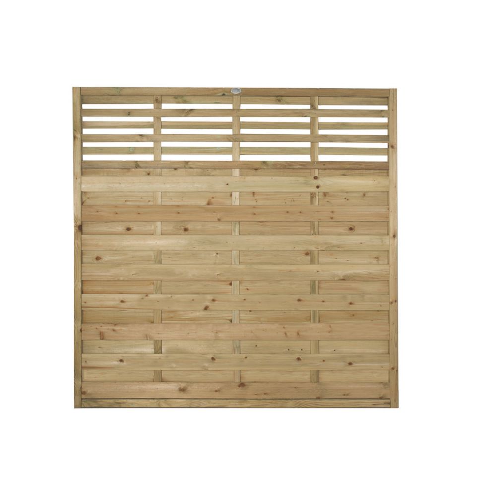 Image of Forest Kyoto Slatted Top Fence Panels Natural Timber 6' x 6' Pack of 9 