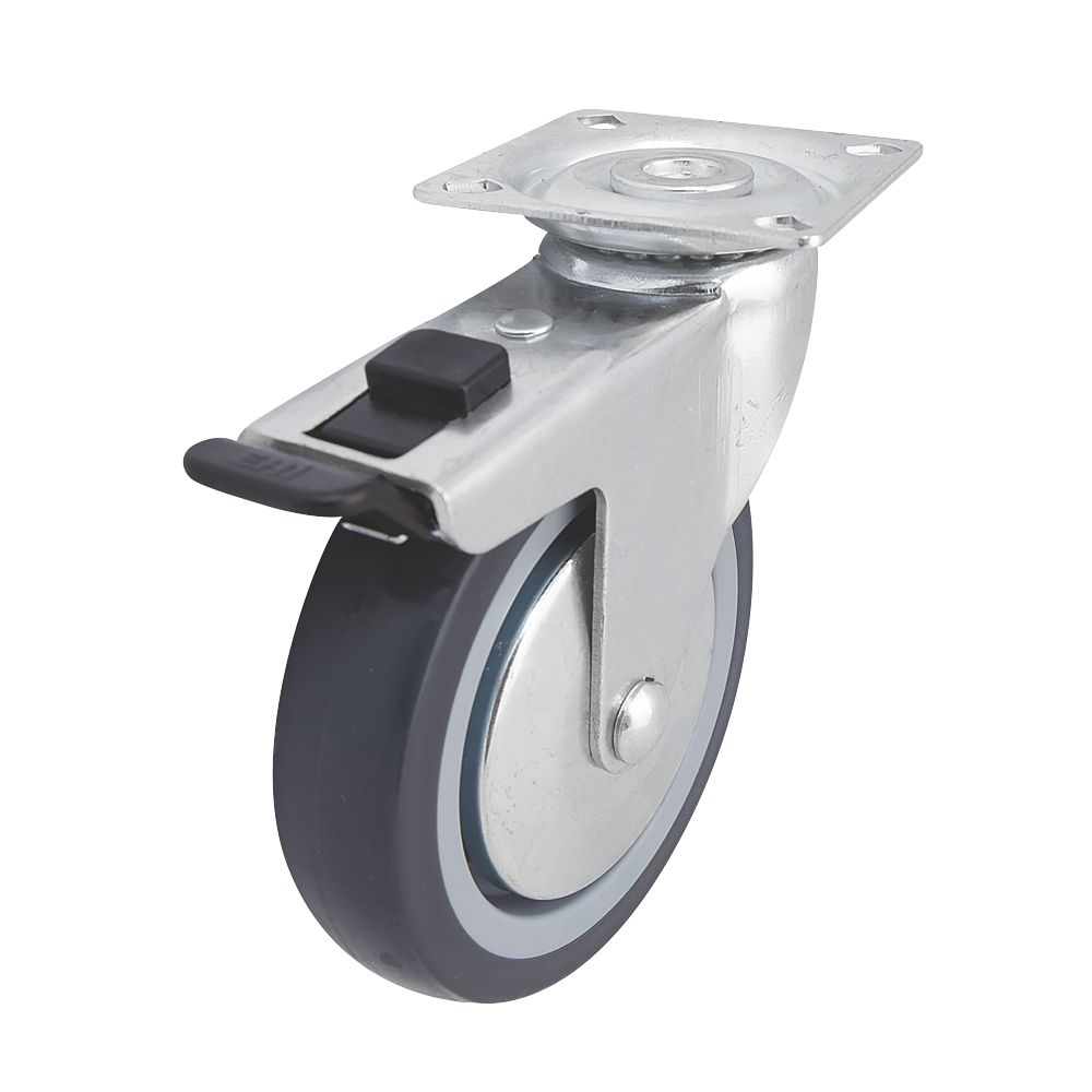 Image of Heavy Duty TPR Braked Swivel Castor 100mm 