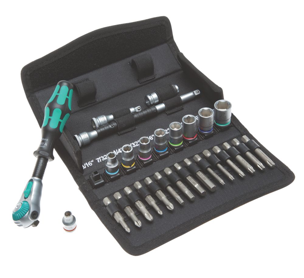 Image of Wera Zyklop 1/4" Drive Ratchet Socket Set 28 Pieces 