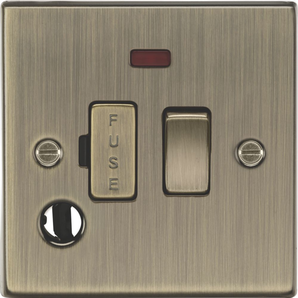 Image of Knightsbridge 13A Switched Fused Spur & Flex Outlet with LED Antique Brass 