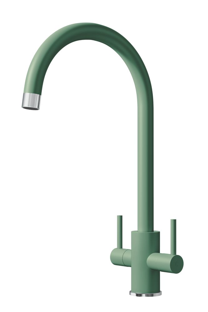 Image of ETAL Sorrento Twin Lever Kitchen Mixer Tap Sage Green 