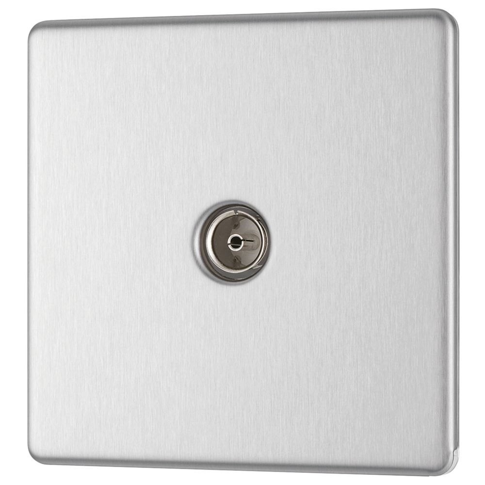 Image of LAP 1-Gang Coaxial TV Socket Brushed Stainless Steel 