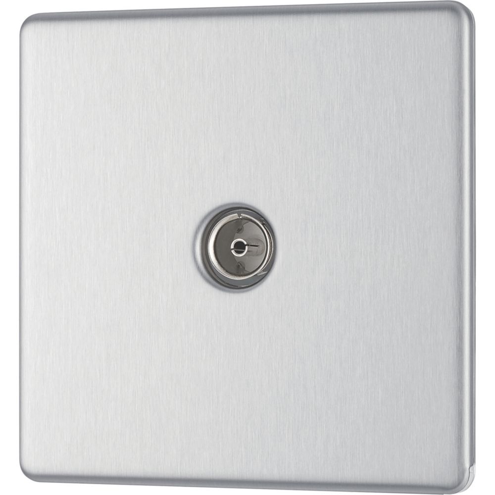 Image of LAP 1-Gang Coaxial TV Socket Brushed Stainless Steel 