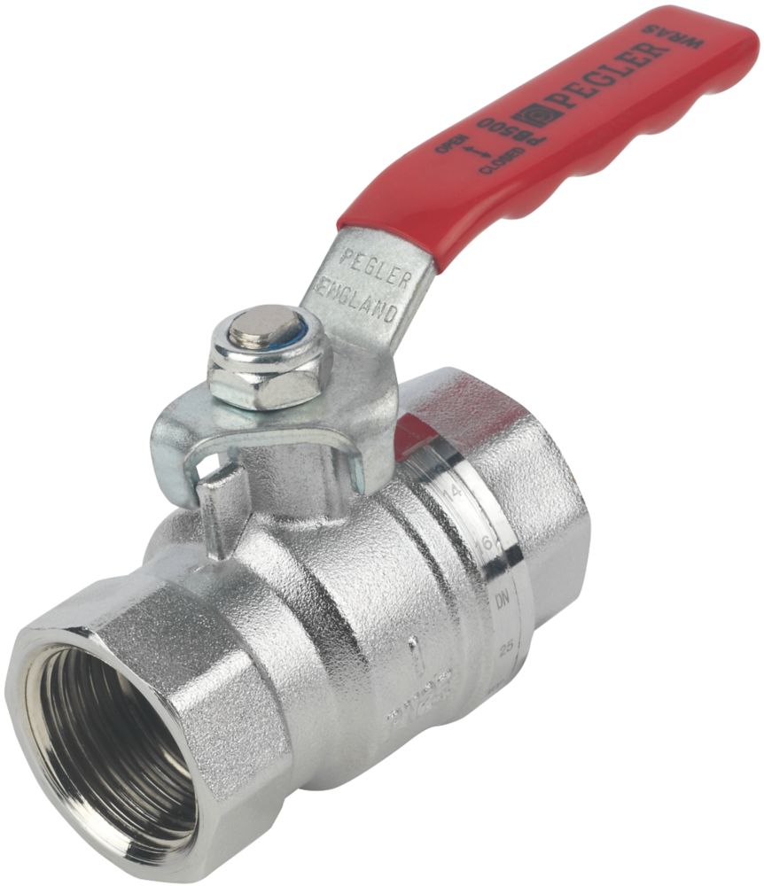 Image of Pegler Lever Ball Valve Red 1" 