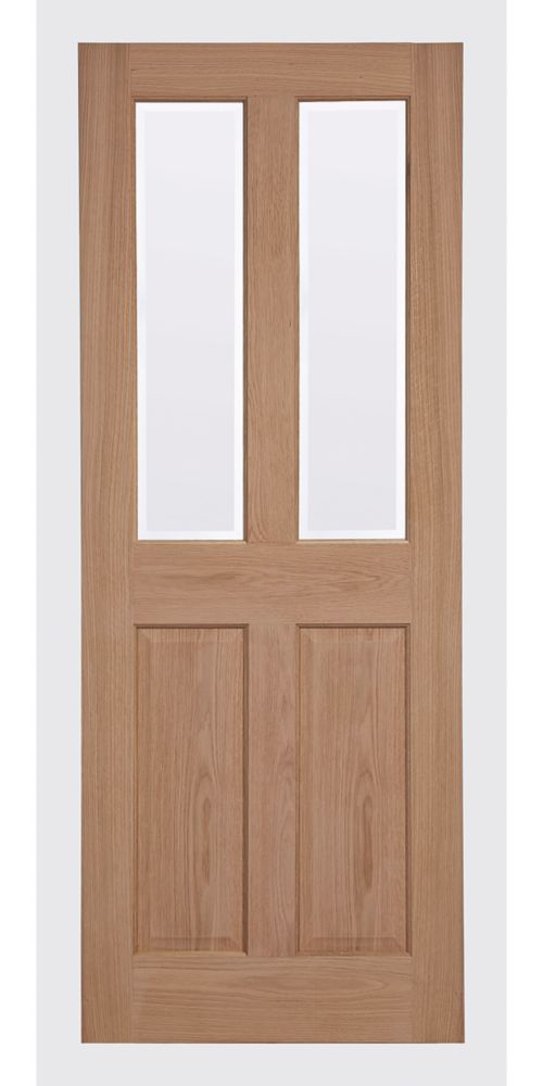 Image of Victorian 2-Clear Light Unfinished Oak Wooden 2-Panel Internal Door 1981mm x 686mm 