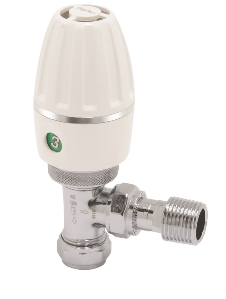 Image of Terrier Terrier 3 White Angled Thermostatic TRV 15mm x 1/2" 