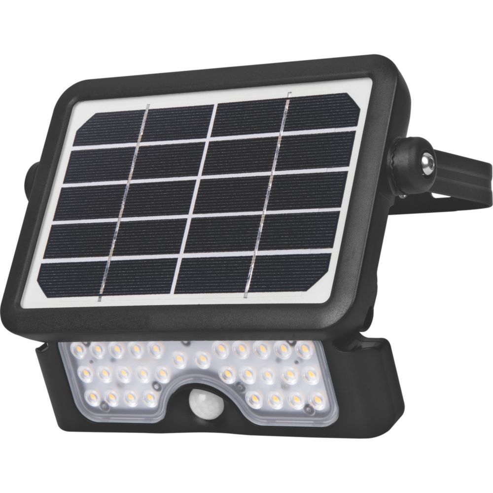 Image of Luceco Outdoor LED Solar Wall Light With PIR Sensor Black 550lm 