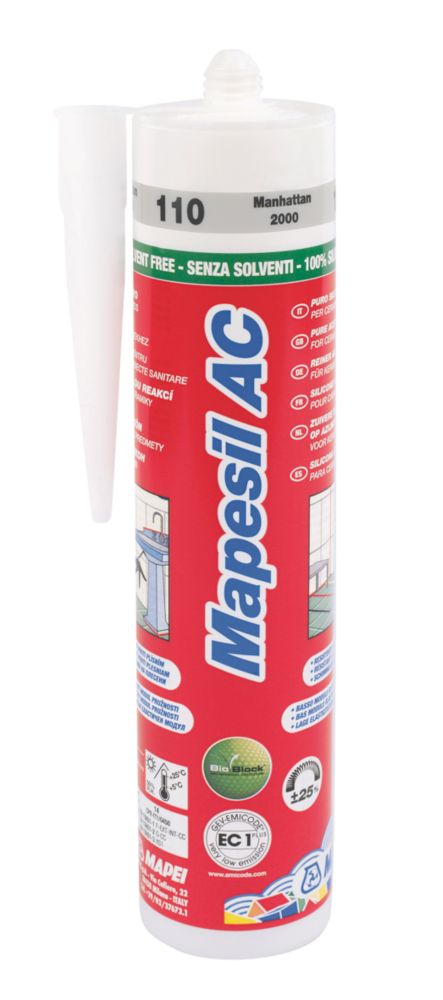 Image of Mapei Mapesil Solvent-Free Silicone Sealant Mid Grey Manhattan 310ml 
