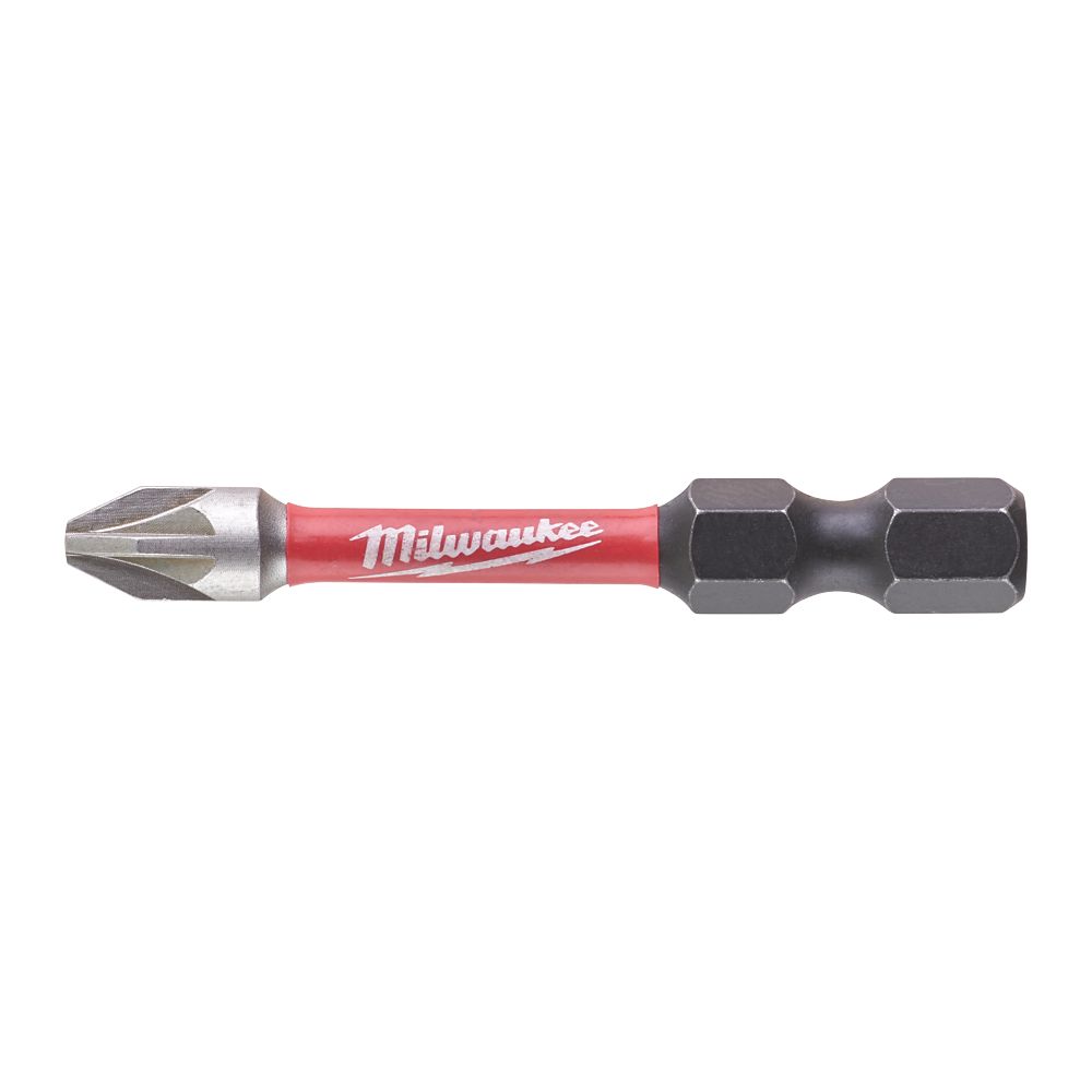 Image of Milwaukee SHOCKWAVE 1/4" 50mm Hex Shank PZ2 Screwdriver Bits 10 Pack 