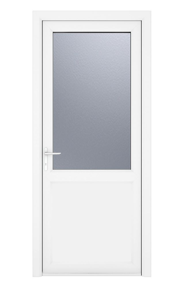 Image of Crystal 1-Panel 1-Obscure Light Right-Hand Opening White uPVC Back Door 2090mm x 920mm 