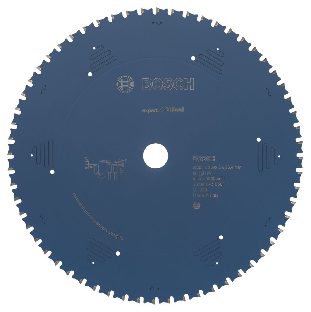 Image of Bosch Expert Steel Circular Saw Blade 305mm x 25.4mm 60T 