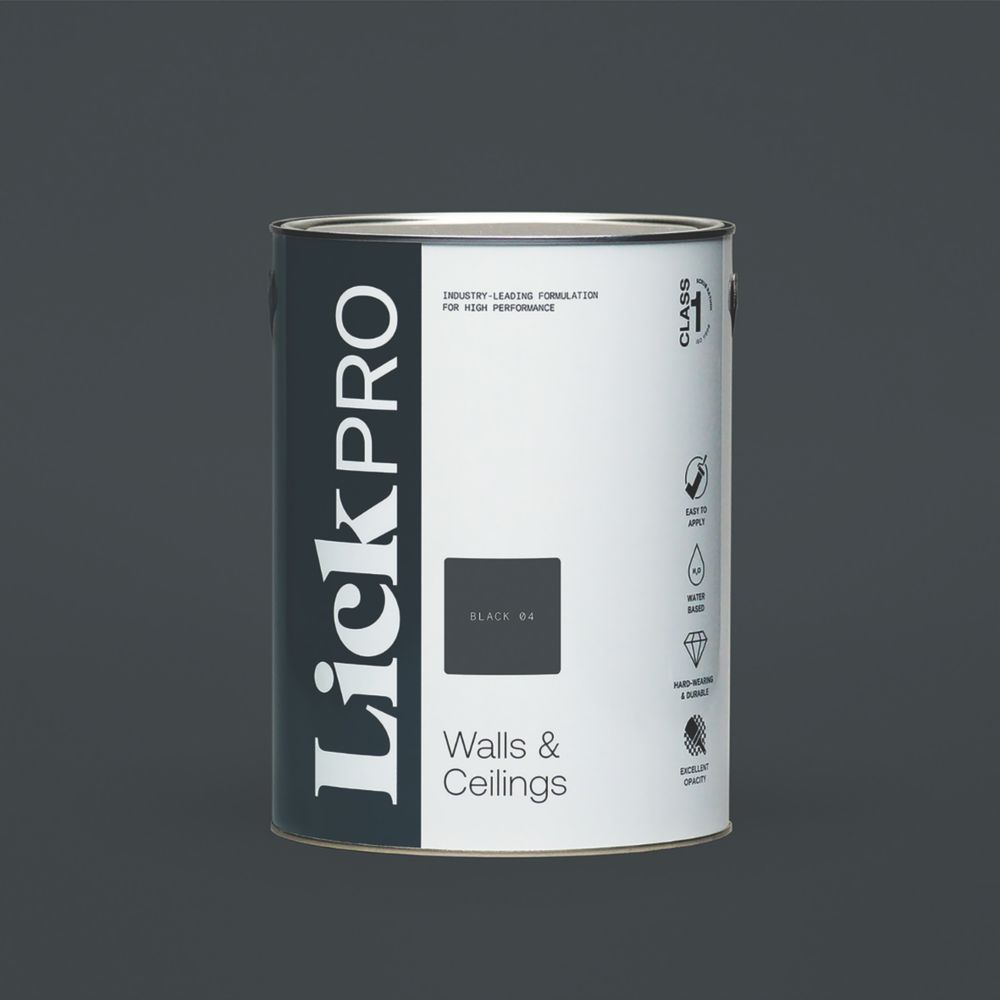 Image of LickPro Eggshell Black 04 Emulsion Paint 5Ltr 