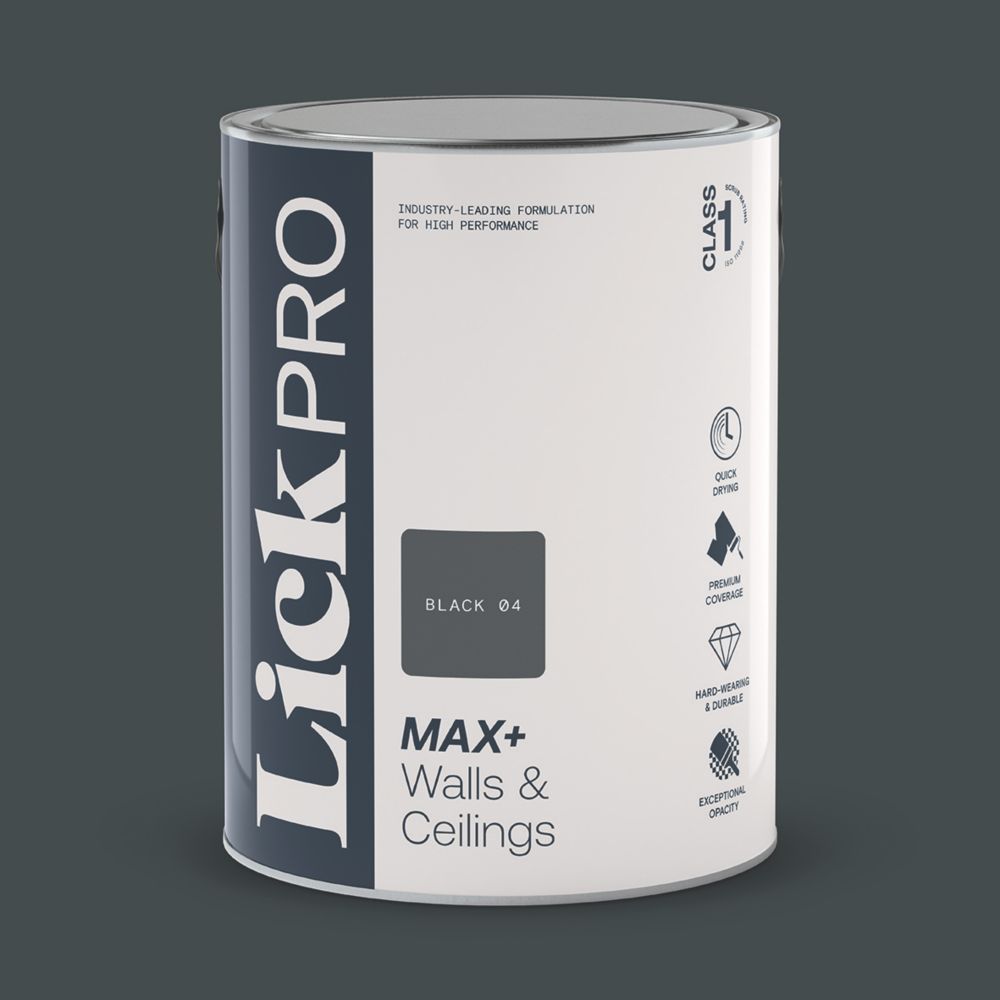 Image of LickPro Eggshell Black 04 Emulsion Paint 5Ltr 