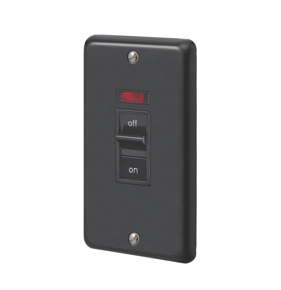Image of MK Contoura 50A 2-Gang DP Control Switch Black with Neon with Colour-Matched Inserts 