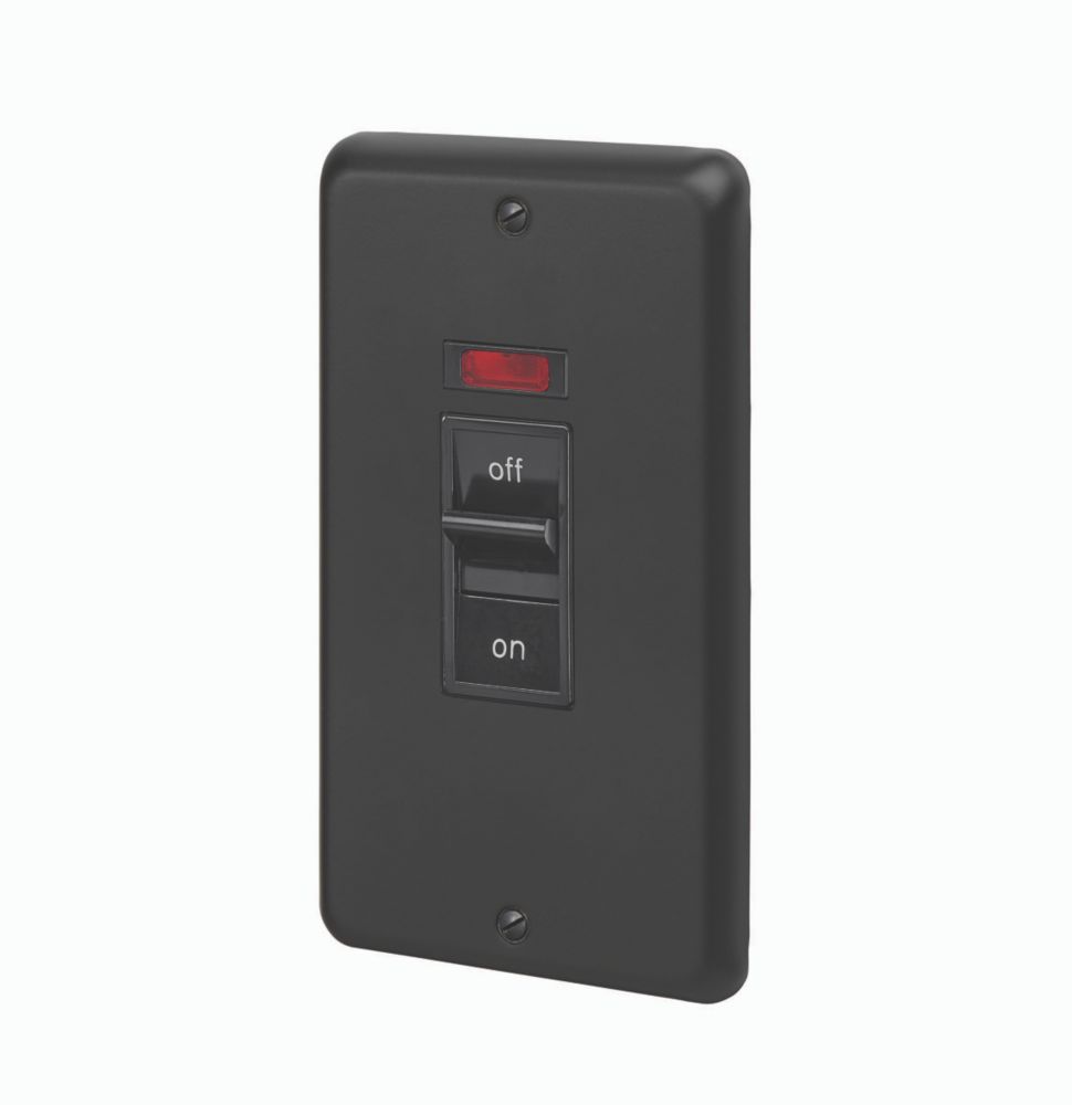 Image of MK Contoura 50A 2-Gang DP Control Switch Black with Neon with Colour-Matched Inserts 