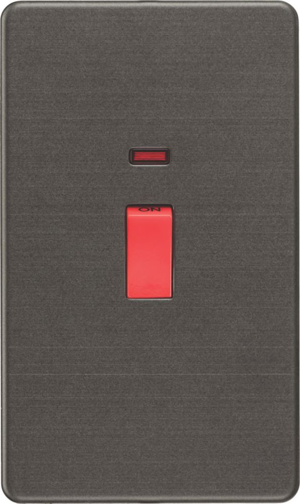 Image of Knightsbridge 45A 2-Gang DP Control Switch Smoked Bronze with LED 