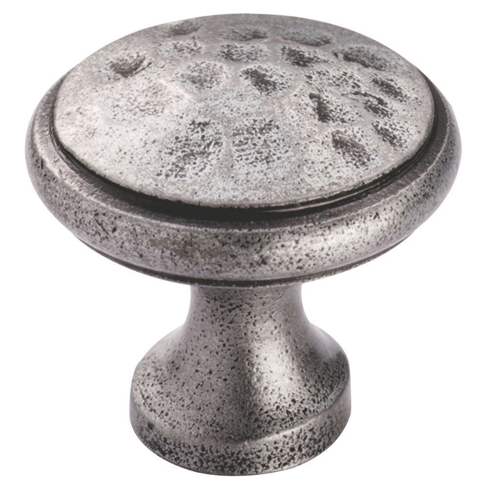 Image of Carlisle Brass Beaten Cupboard Knob Pewter 30mm 