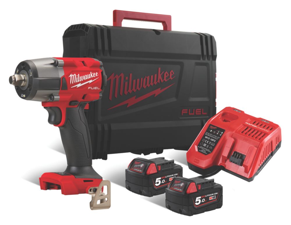 Image of Milwaukee M18 FMTIW2F12-502X FUEL 18V 2 x 5.0Ah Li-Ion RedLithium Brushless Cordless Impact Wrench 