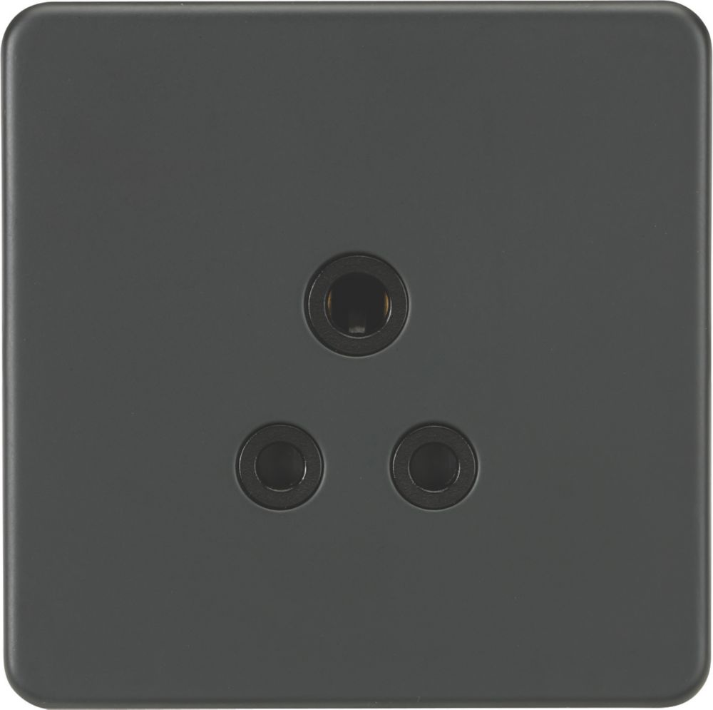 Image of Knightsbridge 5A 1-Gang Unswitched Socket Anthracite with Black Inserts 