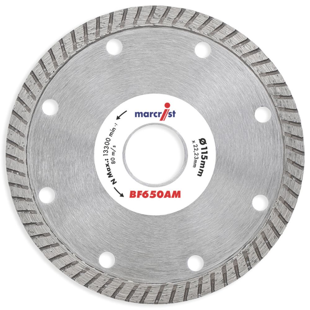 Image of Marcrist BF650 Multi-Material Cordless Angle Grinder Diamond Blade 115mm x 22.23mm 