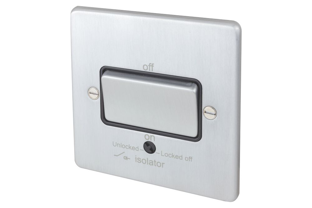 Image of Schneider Electric Ultimate Low Profile 10A 1-Gang 3-Pole Fan Isolator Switch Brushed Chrome with Black Inserts 