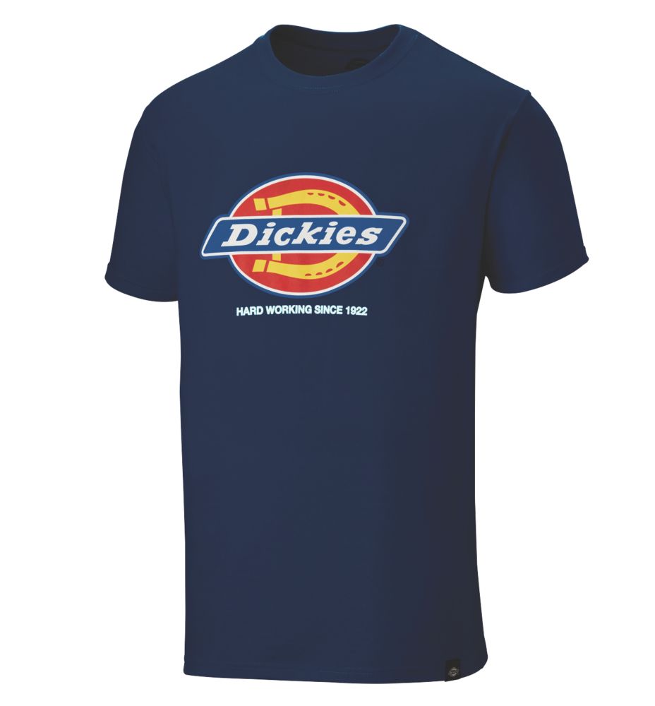 Image of Dickies Denison Short Sleeve T-Shirt Navy Blue Large 39-40" Chest 