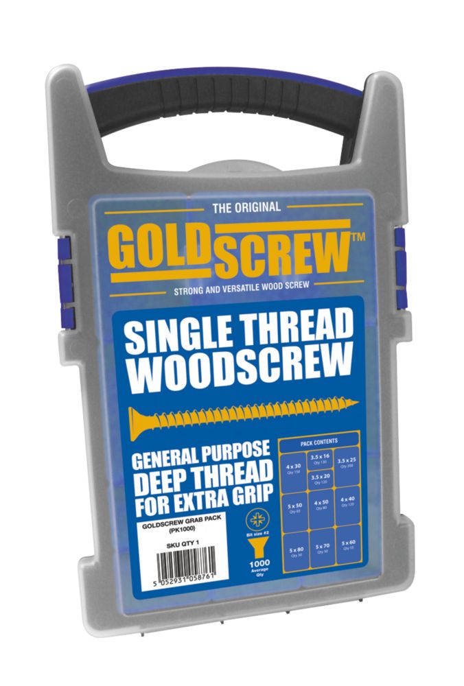 Image of Goldscrew PZ Double-Countersunk Woodscrews Trade Case Grab Pack 1000 Pcs 
