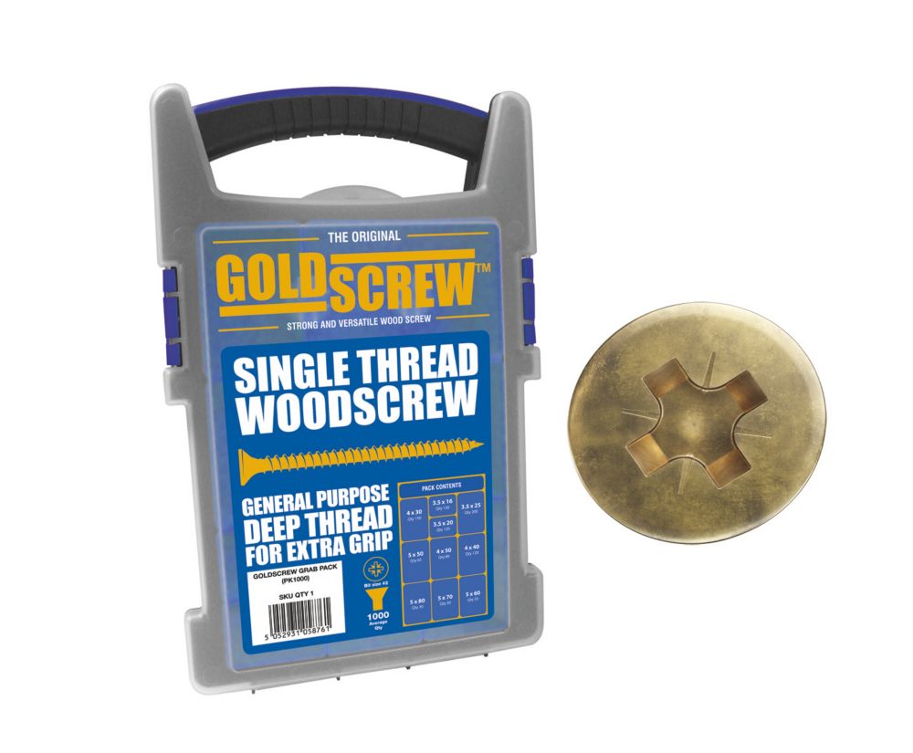 Image of Goldscrew PZ Double-Countersunk Woodscrews Trade Case Grab Pack 1000 Pcs 