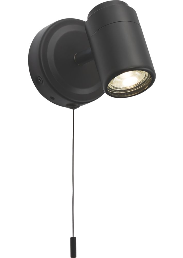 Image of Knightsbridge Round 1-Light Single GU10 Wall Spotlight Matt Black 