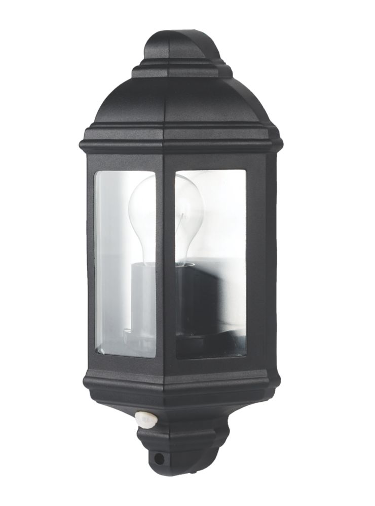 Image of Luceco Outdoor Half Lantern With PIR Sensor Black 