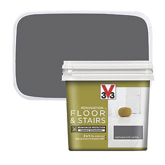 Image of V33 Satin Anthracite Grey Acrylic Floor & Stair Paint 750ml 