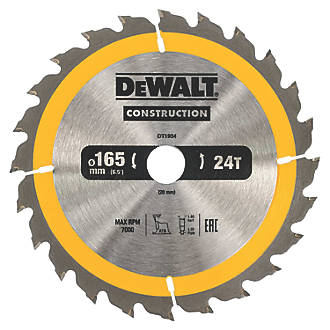 Image of DeWalt Wood Construction Circular Saw Blade 165mm x 20mm 24T 