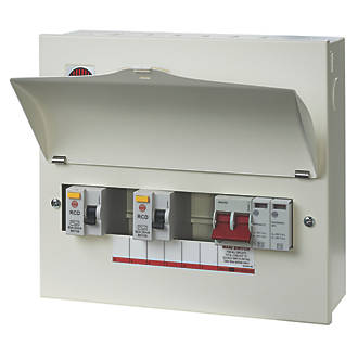 Image of Wylex 13-Module 5-Way Part-Populated Dual RCD Consumer Unit with SPD 
