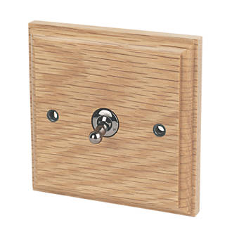 Image of Varilight 10AX 1-Gang 2-Way Toggle Switch Classic Oak with Colour-Matched Inserts 