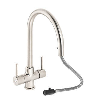 Image of Abode Zest Pull-Out Mono Mixer Kitchen Tap Brushed Nickel 