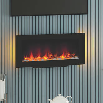 Image of Be Modern Amari Black Remote Control Wall-Mounted or Freestanding Electric Fire 960mm x 450mm 