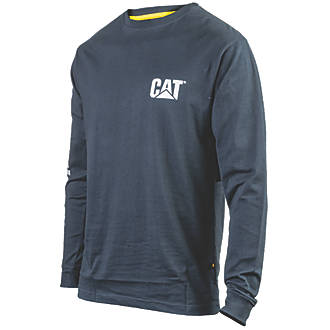 Image of CAT Trademark Banner Long Sleeve T-Shirt Dark Marine Medium 38-40" Chest 