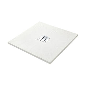 Image of The Shower Tray Company Square Shower Tray White Slate-Effect 900 x 900 x 27mm 