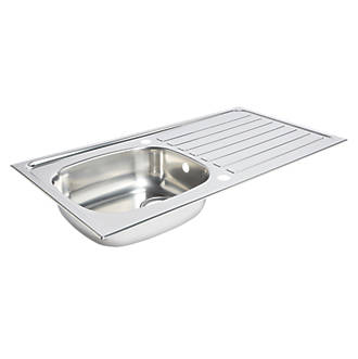 Image of 1 Bowl Stainless Steel Kitchen Sink & Drainer 940mm x 490mm 