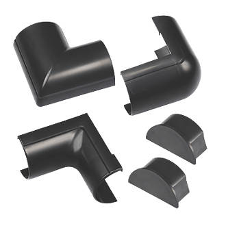 Image of D-Line ABS Plastic Black Trunking Accessories 5 Pieces 
