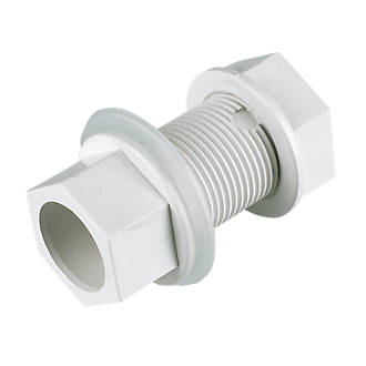 Image of FloPlast Straight Tank Connectors White 21.5mm 5 Pack 