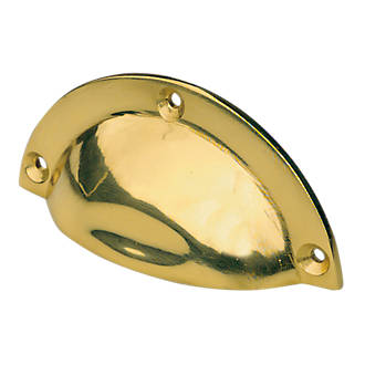 Image of Shell Drawer Pull 90mm Polished Brass 