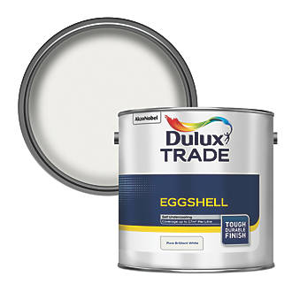 Image of Dulux Trade Eggshell Pure Brilliant White Trim Solvent-Based Paint 2.5Ltr 