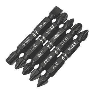 Image of Erbauer 1/4" Hex Shank Mixed Double-Ended Impact Screwdriver Bit Set 5 Pcs 