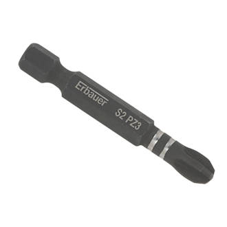 Image of Erbauer 1/4" 50mm Hex Shank PZ3 Impact Screwdriver Bits 3 Pack 