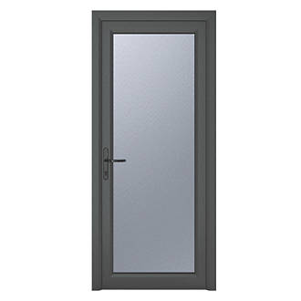 Image of Crystal Fully Glazed 1-Obscure Light RH Anthracite Grey uPVC Back Door 2090mm x 920mm 